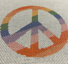 Load image into Gallery viewer, Rainbow Peace Sign 4" round | Needlepoint Canvas