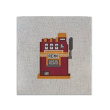 Load image into Gallery viewer, Needlepoint canvas with a painted reno, nevada design on it
