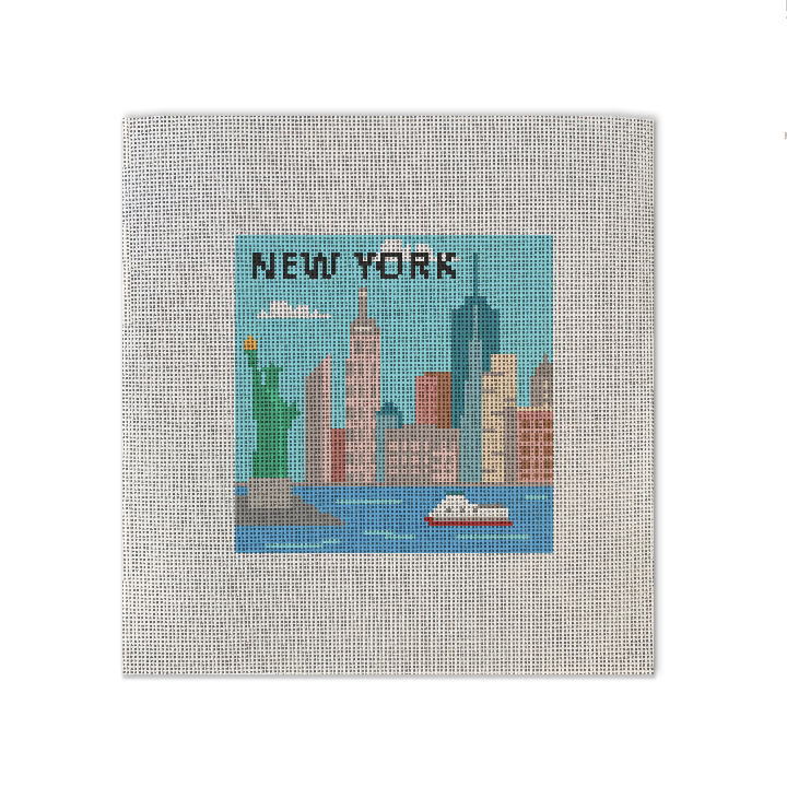 NYC Skyline 4" x 4" Needlepoint Canvas