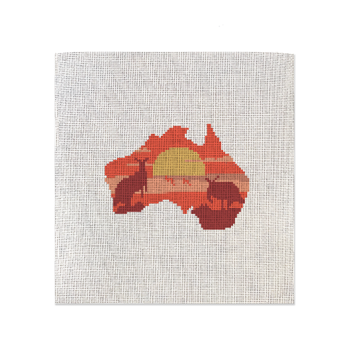 Australia themed needlepoint canvas with a kangaroo design