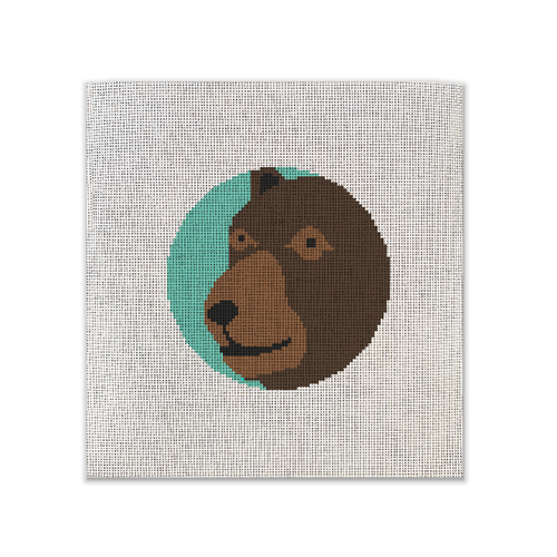 Simple Bear Face Needlepoint Canvas