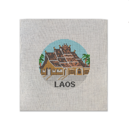 Laos Needlepoint Canvas featuring Laos Temple Design