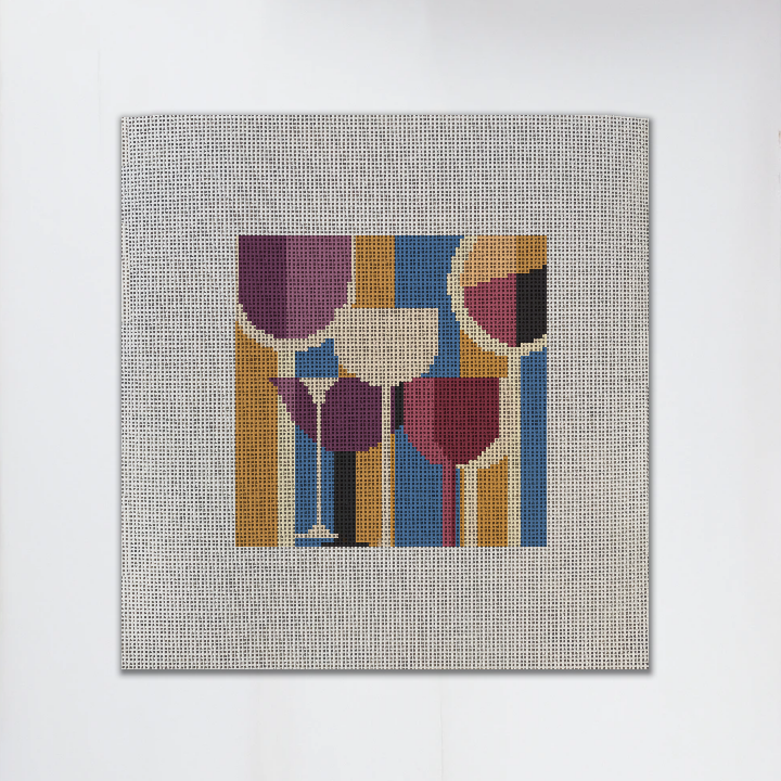 Needlepoint Canvas with vintage wine design on it