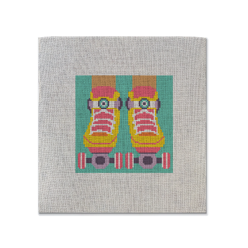 Needlepoint Canvas with a roller skate design on it
