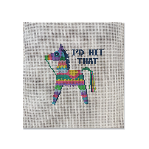 Funny needlepoint canvas with a pinata design on it