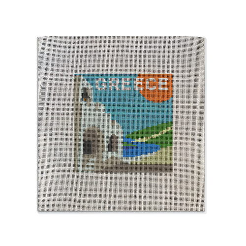 Needlepoint canvas of a greece themed design