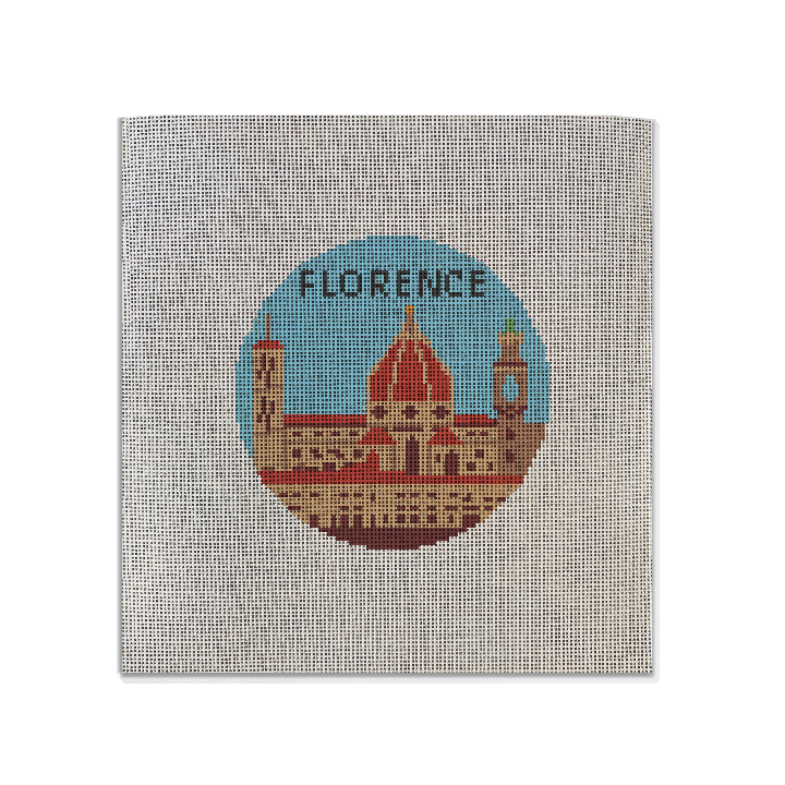 Florence Italy needlepoint canvas with the skyline and Duomo design on it